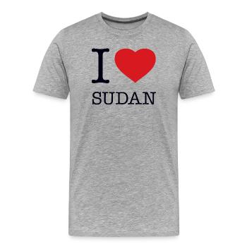 I LOVE SUDAN - Men's Premium Organic T-Shirt - heather grey - Front - Damien (186cm)