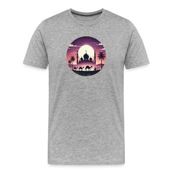 Mosquée de Marrakech, Afrique du Nord - T-shirt bio Premium Homme - gris chiné - Devant - Damien (186cm)