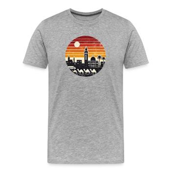Moshe, motif du désert de Marrakech - T-shirt bio Premium Homme - gris chiné - Devant - Damien (186cm)