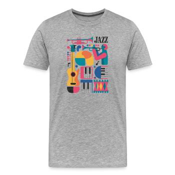 Design coloré sur le thème de la musique - T-shirt bio Premium Homme - gris chiné - Devant - Damien (186cm)