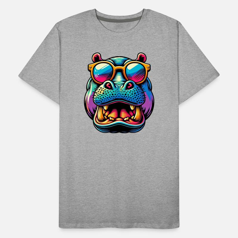 Nilpferd mit Sonnenbrille Männer Premium Bio T-Shirt