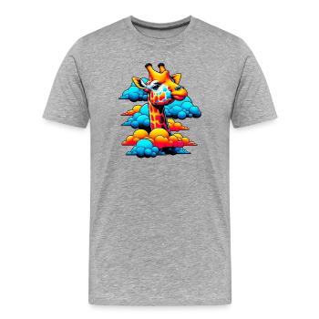 Giraffe with head in cloud clouds - Men's Premium Organic T-Shirt - heather grey - Front - Damien (186cm)