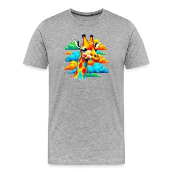 Giraffe with head in cloud clouds - Men's Premium Organic T-Shirt - heather grey - Front - Damien (186cm)