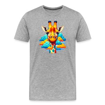 Giraffe with head in cloud clouds - Men's Premium Organic T-Shirt - heather grey - Front - Damien (186cm)