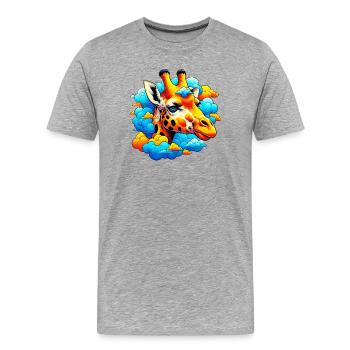 Giraffe with head in cloud clouds - Men's Premium Organic T-Shirt - heather grey - Front - Damien (186cm)