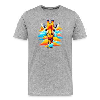 Giraffe with head in cloud clouds - Men's Premium Organic T-Shirt - heather grey - Front - Damien (186cm)