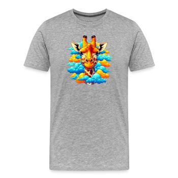 Giraffe with head in cloud clouds - Men's Premium Organic T-Shirt - heather grey - Front - Damien (186cm)