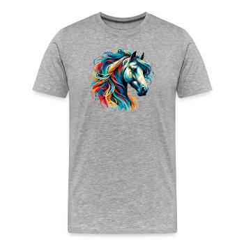 Pferd - Männer Premium Bio T-Shirt - Grau meliert - Vorne - Damien (186cm)