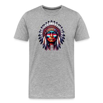 Amérindien Américain - T-shirt bio Premium Homme - gris chiné - Devant - Damien (186cm)
