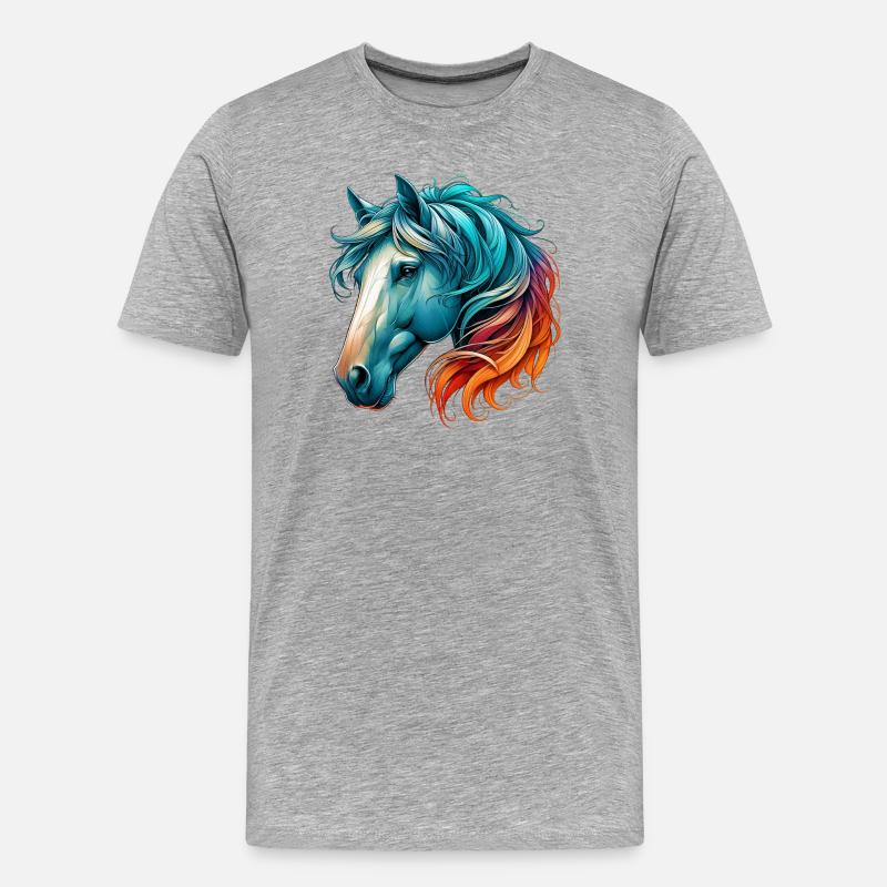 Pferd - Männer Premium Bio T-Shirt - Grau meliert