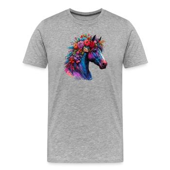Pferd - Männer Premium Bio T-Shirt - Grau meliert - Vorne - Damien (186cm)