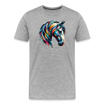 Cheval - T-shirt bio Premium Homme - gris chiné - Devant - Damien (186cm)