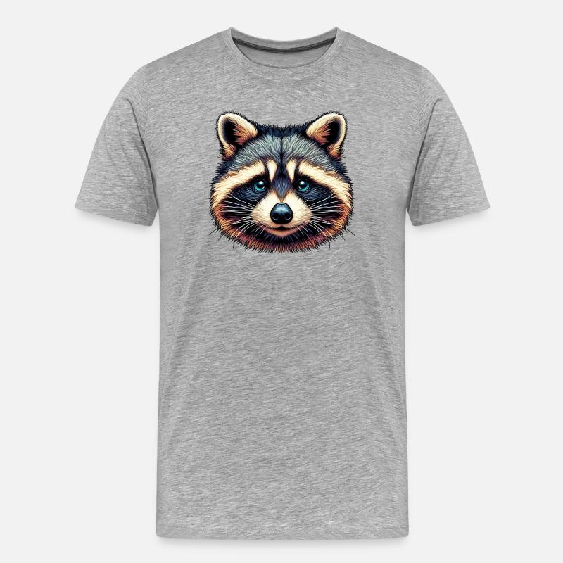 Waschbär - Männer Premium Bio T-Shirt - Grau meliert