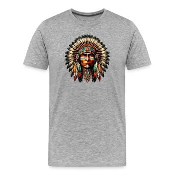 Amérindien Américain - T-shirt bio Premium Homme - gris chiné - Devant - Damien (186cm)