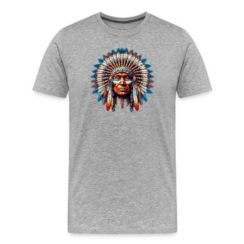 Amérindien Américain - T-shirt bio Premium Homme - gris chiné - Devant - Damien (186cm)