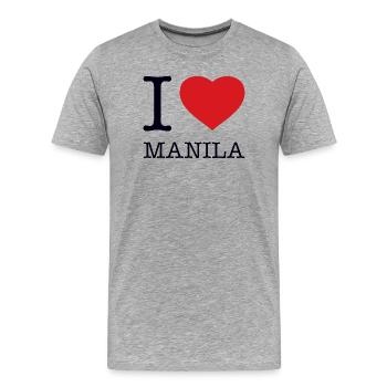I LOVE MANILA Philippinen - Männer Premium Bio T-Shirt - Grau meliert - Vorne - Damien (186cm)