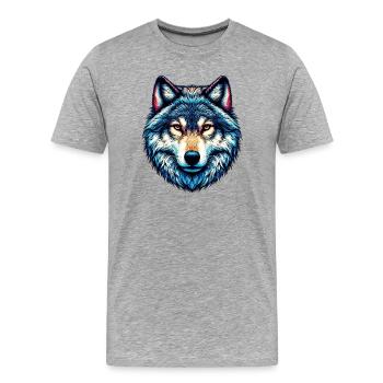 Wolf - Men's Premium Organic T-Shirt - heather grey - Front - Damien (186cm)