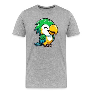 Perroquet - T-shirt bio Premium Homme - gris chiné - Devant - Damien (186cm)