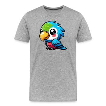 Perroquet - T-shirt bio Premium Homme - gris chiné - Devant - Damien (186cm)