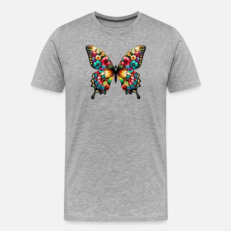 Schmetterling - Männer Premium Bio T-Shirt - Grau meliert