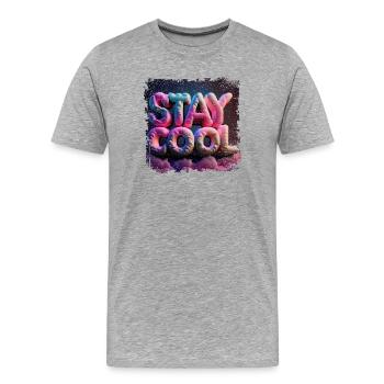 Restez cool texte en 3D - T-shirt bio Premium Homme - gris chiné - Devant - Damien (186cm)