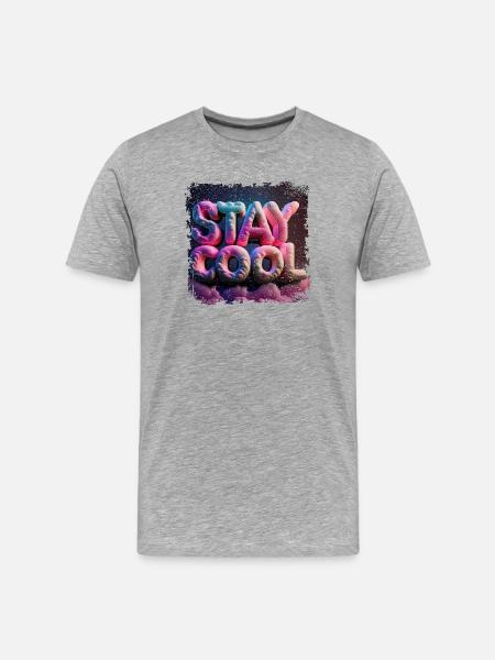 Stay cool text in 3D - Men's Premium Organic T-Shirt - heather grey