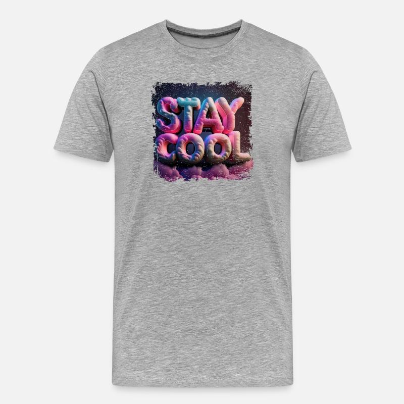 Restez cool texte en 3D - T-shirt bio Premium Homme - gris chiné