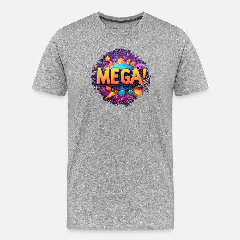 mega Text in 3D - Männer Premium Bio T-Shirt - Grau meliert