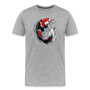 Koi-Karpfen - Männer Premium Bio T-Shirt - Grau meliert - Vorne - Damien (186cm)