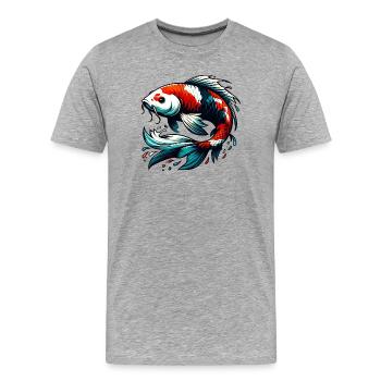 Koi-Karpfen - Männer Premium Bio T-Shirt - Grau meliert - Vorne - Damien (186cm)