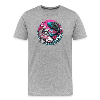 Koi-Karpfen - Männer Premium Bio T-Shirt - Grau meliert - Vorne - Damien (186cm)