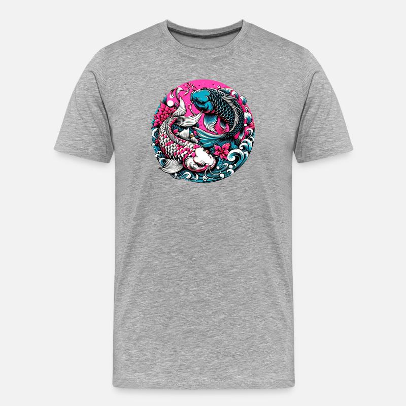 Koi-Karpfen - Männer Premium Bio T-Shirt - Grau meliert