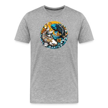 Koi-Karpfen - Männer Premium Bio T-Shirt - Grau meliert - Vorne - Damien (186cm)