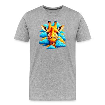 Giraffe with head in cloud clouds - Men's Premium Organic T-Shirt - heather grey - Front - Damien (186cm)