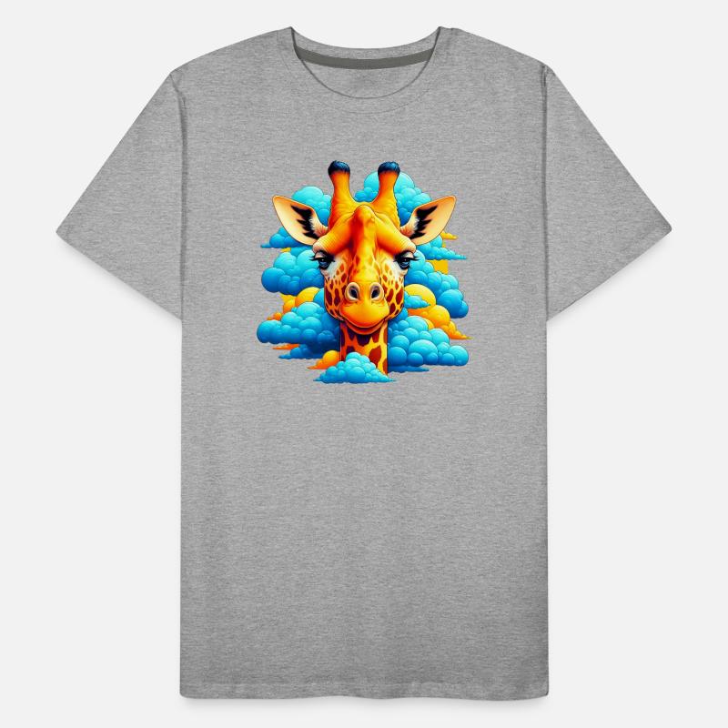Giraffe with head in cloud clouds Men's Premium Organic T-Shirt