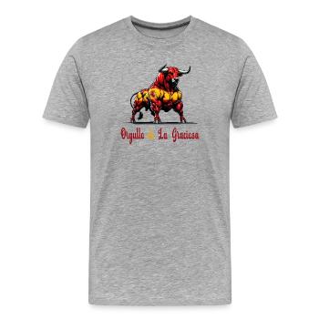 Der Stolz La Graciosa Flagge Design - Männer Premium Bio T-Shirt - Grau meliert - Vorne - Damien (186cm)