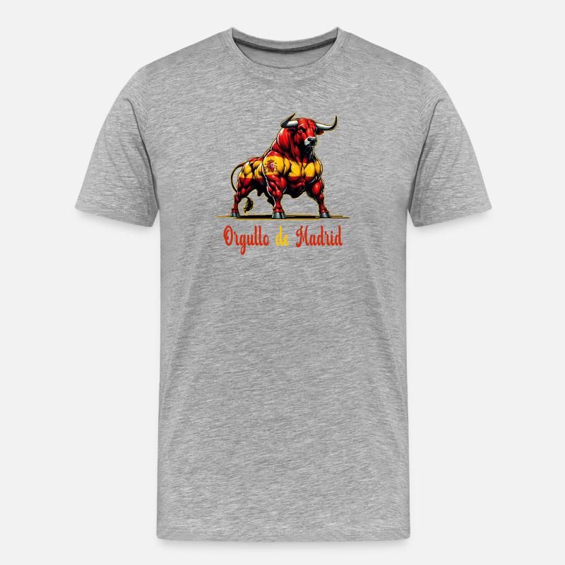 Der Stolz Madrid Flagge Design - Männer Premium Bio T-Shirt - Grau meliert