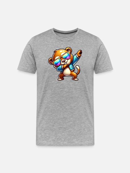 Cool Bear Dabbing Sunglasses Rainbow - Men's Premium Organic T-Shirt - heather grey