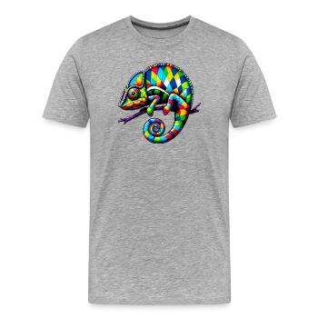 Harlequin Chameleon - Men's Premium Organic T-Shirt - heather grey - Front - Damien (186cm)