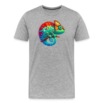 Caméléon - T-shirt bio Premium Homme - gris chiné - Devant - Damien (186cm)