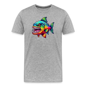 Piranha - Men's Premium Organic T-Shirt - heather grey - Front - Damien (186cm)
