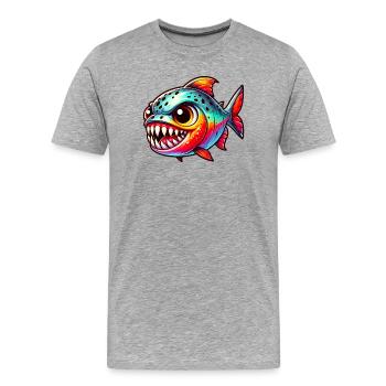 Piranha - Men's Premium Organic T-Shirt - heather grey - Front - Damien (186cm)