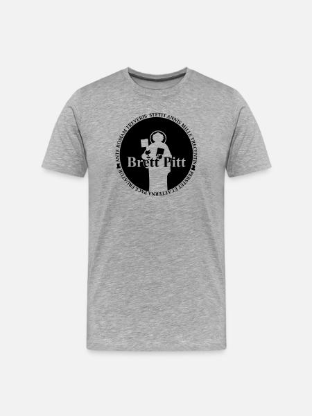 BrettPitt - Männer Premium Bio T-Shirt - Grau meliert