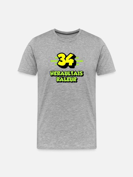 Héraultais râleur - T-shirt bio Premium Homme - gris chiné