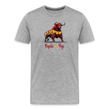 Le design du drapeau de Pride Vigo - T-shirt bio Premium Homme - gris chiné - Devant - Damien (186cm)