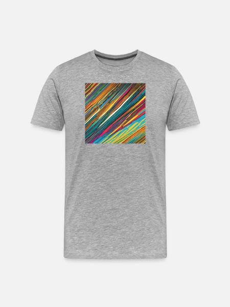 Bunte Striche - Männer Premium Bio T-Shirt - Grau meliert