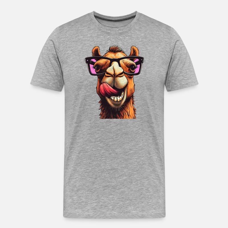 Kamel - Männer Premium Bio T-Shirt - Grau meliert