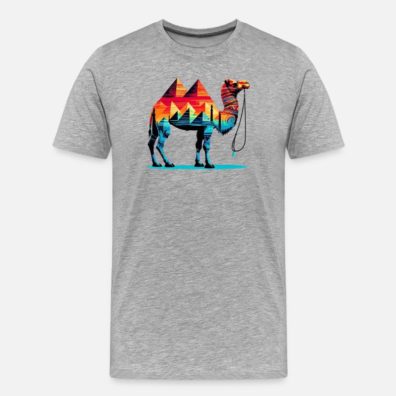 Kamel - Männer Premium Bio T-Shirt - Grau meliert