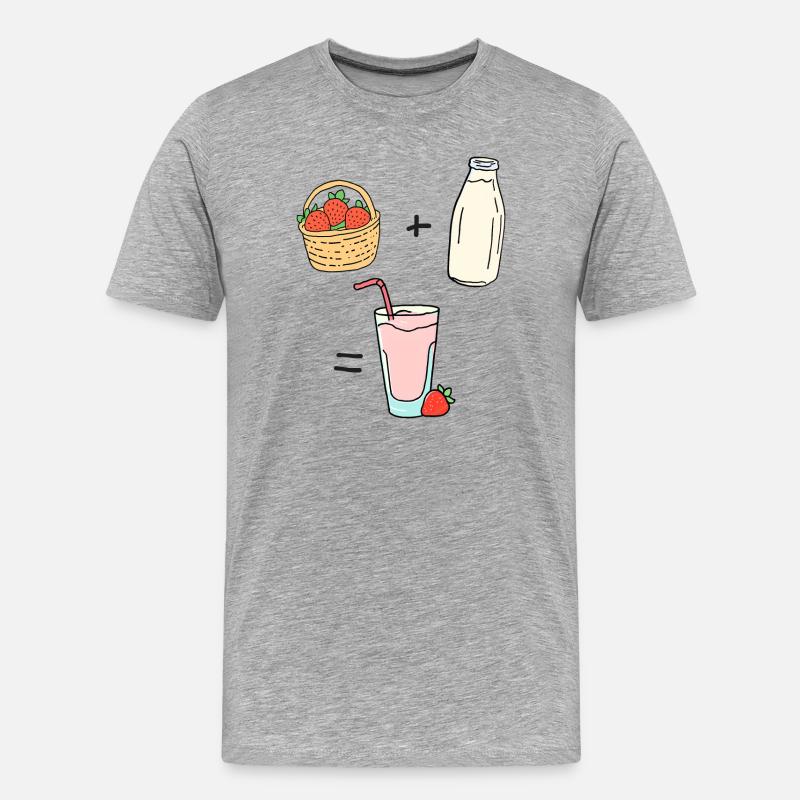 Erdbeermilch - Männer Premium Bio T-Shirt - Grau meliert
