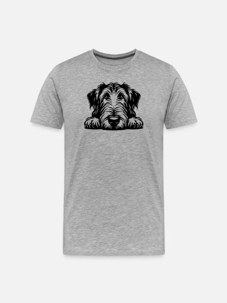 Irish Wolfhound Head with Paws - Men's Premium Organic T-Shirt - heather grey